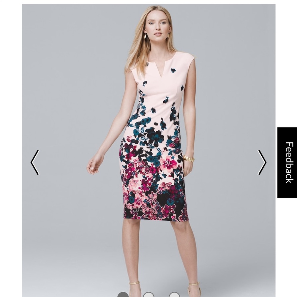 WHBM pink floral sheath dress, sz 2